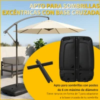 Outsunny Base de Sombrilla con 2 Ruedas Rellenable de Agua 60 kg Arena 68 kg o Mixto 75 kg 80x60x17 cm Negro(m-4)