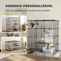 PawHut Gaiola Grande para Gatos de Interior com 4 Níveis  5 Portas 3 Plataformas de Salto 3 Rampas e Rede 105x105x140 cm Preto(m-5)