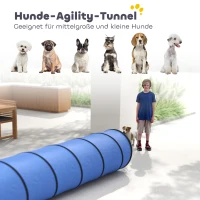 PawHut Hunde Agility Tunnel 300 x 50 cm Hundetunnel mit 4 Bodenankern Tragetasche Spieltunnel für kleine mittelgroße Hunde Blau(m-4)