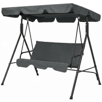 Outsunny Baloiço de Jardim de 3 Lugares com Almofada Toldo Ajustável e Estrutura de Aço para Balcão Terraço 172x110x153 cm Cinza(m-11)