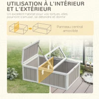 PawHut Maison enclos cage pour petit animal tortue avec 2 espaces dim. 91,5L x 61l x 33H cm - bois de sapin(m-7)