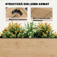 Outsunny Jardinieră Înălțată pe 2 Niveluri cu Rafturi din Lemn, 119,5x102x76,5cm, Maro(m-7)