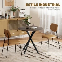 HOMCOM Mesa de Jantar Redonda para 2 Pessoas com Pernas em Aço Cruzadas Ø80 x 75 cm, Castanho(m-5)