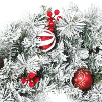 HOMCOM Couronne de Noël Lumineuse 60 cm Enneigée Floquée avec 50 LED, 15 Boules Décoratives, 140 Branches, 8 Modes, Vert(m-13)