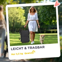 PawHut Hundewagen, Leichter und faltbarer Transportwagen für kleine Hunde, waschbares Kissen, Netzfenster, Grau(m-5)