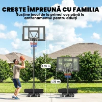 SPORTNOW Coș de Baschet Portabil , Înălțime Reglabilă 135-305 cm, Negru(m-8)