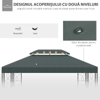 Outsunny Acoperiș de Schimb pentru Foișor 3x3m cu 2 Niveluri și Rezistent la Razele UV, Verde(m-11)