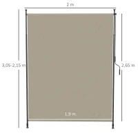 Outsunny Seitenmarkise, Montage ohne Bohren, höhenverstellbar, mit Handkurbel, Metallrahmen, sandfarben, 2 x 2,15-3,05 m(m-3)