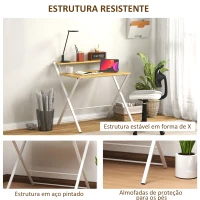 HOMCOM Secretária Dobrável com Prateleira Aberta Secretária Pequena para Escritório Casa 86x66x82 cm Madeira(m-6)