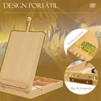Vinsetto Cavalete de Mesa Ajustável em Madeira de Faia com 5 Compartimentos Prancha de Desenho e Esboços Dobrável 27x41,5x42,5-74,5 cm Madeira(m-7)