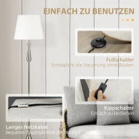 HOMCOM 3-teiliges Lampenset im Vintage-Design, 2 Tischleuchten, 1 Stehleuchte, 35,5 cm x 35,5 cm x 146 cm, Silber + Weiß(m-6)