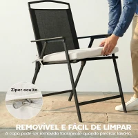 Outsunny Conjunto de Almofadas para Cadeiras de Jantar 46x42x7 cm 6 Peças com Capa Lavável e Laços, Impermeável e Anti-UV Creme(m-7)