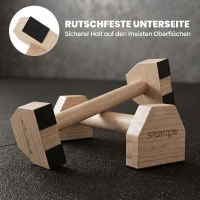 SPORTNOW Push Up Bars im 2er-Set, robust & rutschfest, bis 120 kg, Buchenholz, 30x13x10cm, Natur(m-5)
