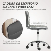 HOMCOM Cadeira de Escritório sem Apoio para os Braços Cadeira de Escritório Giratória com Altura Ajustável 48x52x78-90 cm Cinza(m-5)