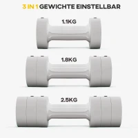 SPORTNOW 2 x 2,5 kg Kurzhanteln mit anpassbarem Gewicht, Kunststoffgehäuse, Weiß(m-4)