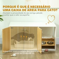 PawHut Móvel Caixa de Areia para Gatos 3 em 1 Mesa Auxiliar Caixa de Areia para Gatos com Tapete para Arranhar 95x48x50,5 cm Branco e Carvalho(m-6)