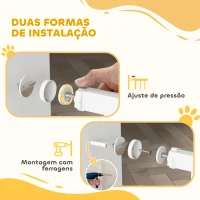PawHut Barreira de Segurança para Cães Extensível 76-102 cm Barreira para Animais de Estimação com 2 Extensões Duplo Bloqueio Branco(m-6)