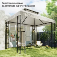 Outsunny Toldo de Substituição 4x3 m com Teto Duplo Orifícios de Drenagem e Proteção UV Apenas Toldo NÃO Inclui Estrutura Creme(m-9)