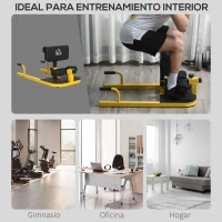HOMCOM 3-en-1 Máquina Equipo de Sentadilla para Ejercicios Abdominales Tablero Supino Multifuncional Máquina de Piernas Ayuda en Cuclillas Amarillo(m-4)