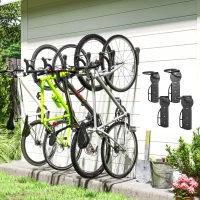 SPORTNOW Conjunto de Suportes de Parede para Bicicletas com 4 Peças Gancho Dobrável 25,5x10,5x4 cm Preto(m-10)