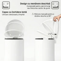 HOMCOM Coș de gunoi cu pedală 20L, capac cu închidere lentă, din metal și PP, 36x30x44.5 cm, crem(m-5)