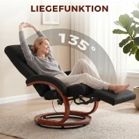 HOMCOM Relaxsessel mit Liegefunktion Fernsehsessel mit hoher Rückenlehne ergonomische Armlehne Fußstütze Holzbasis Leinenoptik(m-4)