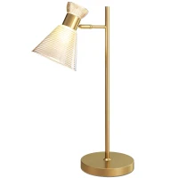 HOMCOM Lampă de masă modernă cu abajur din sticlă reglabil, ambrat și satinat, soclu E27, auriu(m-11)