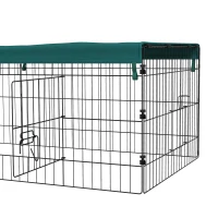 PawHut Parc enclos modulable acier avec bache pour lapins rongeurs petits animaux intérieur extérieur 185L x 75l x 50H cm vert(m-9)