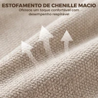 HOMCOM Cadeira de Escritório Giratória com Encosto Alto, Função de Balanço, Altura Ajustável, Apoios de Braços Acolchoados e Rodas - Bege(m-7)