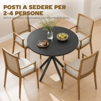 HOMCOM Tavolo da Pranzo Rotondo Stile Industriale con Gambe a Croce in Acciaio, Ø80x75 cm, Nero(m-4)