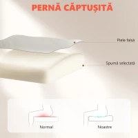 HOMCOM Scaun de Birou cu Funcție de Masaj și Încălzire, Reclinabil 135°, cu Suport pentru Picioare, din Piele PU, Gri Deschis(m-6)