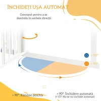 PawHut Poartă Acces Câini 104 cm Înălțime, cu Ușă Mică și Închidere Automată, Albă(m-5)
