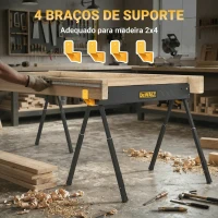 HOMCOM Conjunto de 2 Cavaletes para Serra Dobráveis Altura Ajustável para Madeira 2x4 com Alça e Ganchos Suporta até 500 kg Preto(m-8)