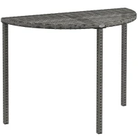 Outsunny Balkontisch, halbrund, Polyrattan+Metall, 100x50x74 cm, Grau(m-1)