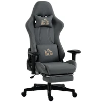 HOMCOM Ergonomischer Gaming-Stuhl mit 3D-Armlehnen, verstellbar, rollbarer Schreibtischstuhl mit Lendenstütze, Grau(m-10)
