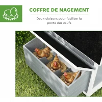 PawHut Poulailler en bois abri pour 2-4 poules toit ouvrant étanche & 2 pondoirs 150 x 100 x 96,5 cm gris(m-6)