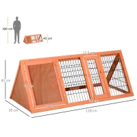 PawHut Kleintierstall 3-eckig Kleintierkäfig, Kleintiergehege mit Tür, Kleintierhaus, Meerschweinchenstall, Auslauf aus Tannenholz, Orange 118 x 50 x 45 cm(m-3)