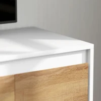 HOMCOM Set Dulap TV și Dulap Suspendat cu 7 Rafturi și Poliță Deschisă, din Lemn, 120x41x43.3 cm, Alb și Lemn Natural(m-9)