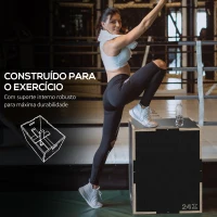 SPORTNOW Caixa Pliométrica com 3 Alturas Diferentes para Treino de Força em Casa Ginásio CrossFit Carga 120 kg 61x51x41 cm Preto(m-6)