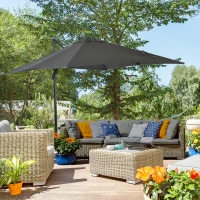Outsunny Chapéu de Sol de Jardim Chapéu de Sol Excêntrico com Rotação 360° Inclinação de 5 Níveis com Manivela 245x245x245 cm Cinza(m-10)