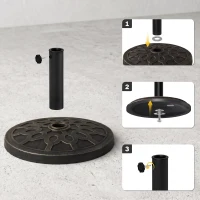Outsunny Bază rotundă pentru umbrelă, pentru stâlpi de Ø38 și Ø48 mm, din rășină și oțel, Ø45 cm, bronz(m-7)