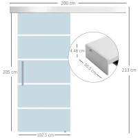 HOMCOM Porta Scorrevole Interna in Vetro Smerigliato e Satinato con Binario B2 e Maniglia per Bagno Cucina Studio Vetro 205x 102.5x 0,8cm(m-3)