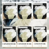 HOMCOM Coș pentru rufe de 88L portabil și pliabil cu mânere din bumbac natural, Ø56x35.5 cm, negru(m-5)