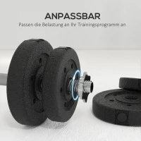 HOMCOM Kurzhantel Set 25KG Hantelset mit Hantelscheiben für Zuhause Büro Fitnessstudio Stahl Kunstleder Schwarz(m-4)