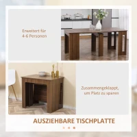 HOMCOM Ausklappbarer Esstisch Ausziehbarer Esstisch  Esstisch, mobil, modernes Design, 180cm x 85cm x 75cm, Braun(m-4)