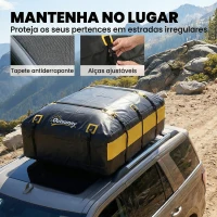 Outsunny Bolsa de Teto para Carro 594L Impermeável com 6 Correias Tapete Antiderrapante e Ganchos para Veículos Preto e Amarelo(m-5)