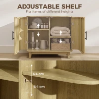 HOMCOM 80cm Sideboard Buffet Cabinet, Storage Cabinet with 2 Curved Doors, Adjustable Shelf and Legs for Dining Room, Oak(m-5)