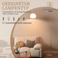 HOMCOM Stehlampe, gebogener Kopf, Fußschalter, Marmorsockel, Kunststoffschirm, Weiß(m-6)