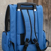 PawHut Rucsac transportabil 2 în 1 pentru câini și pisici cu buzunare și mâner telescopic, 42x25x55cm, albastru(m-8)