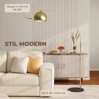 HOMCOM Lampadar modern arcuit cu tijă reglabilă și întrerupător cu pedală, dulie E27, auriu(m-4)